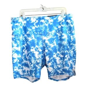 NEW RBX Blue Tye Dye 7" Compression shorts w/pockets Size 2X